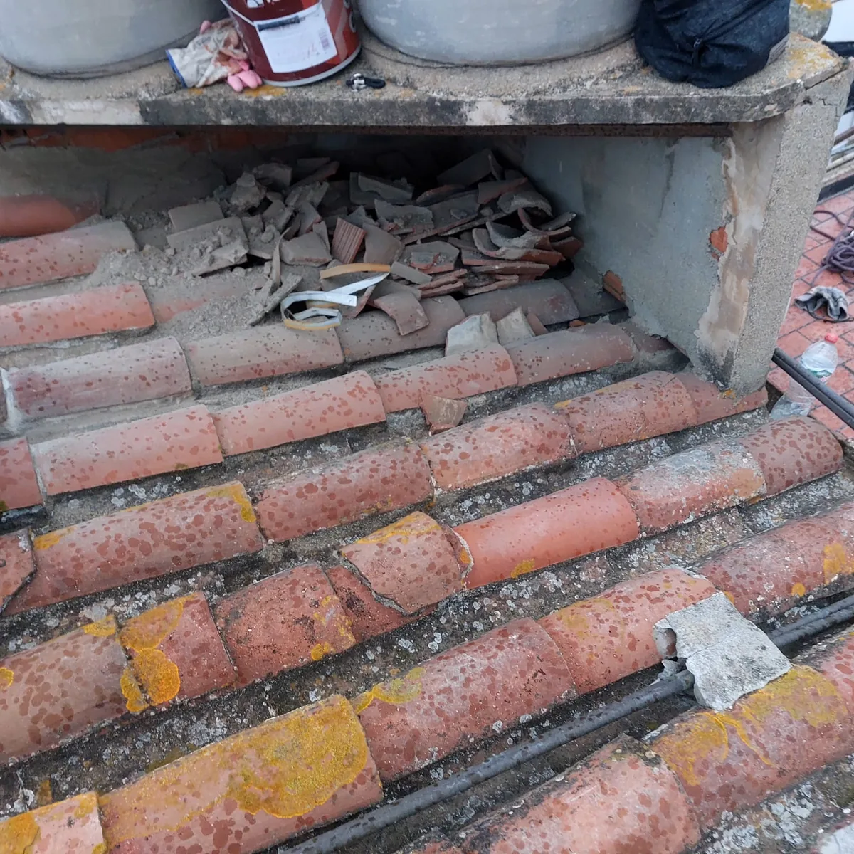 Estado previo de la cubierta antes de la reparación